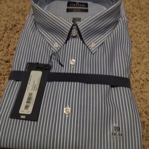 NWT Stafford Oxford blue pinstripe mens shirt